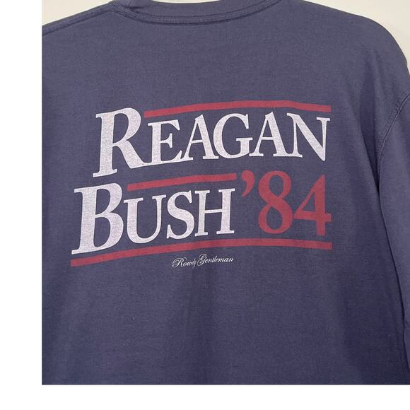 VINTAGE ROWDY GENTLEMEN REAGAN BUSH 84 LONG SLEEVE NAVY TEE - Picture 3 of 6